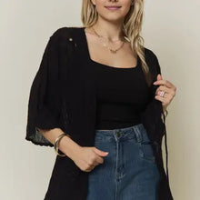 Load image into Gallery viewer, 6258- Boho Embroidery Kimono Cardigan-BLACK

