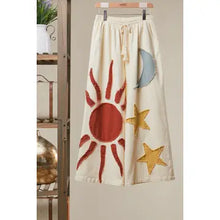Load image into Gallery viewer, 6192- Sun Moon Star Patch Wide Pants
