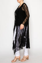 Load image into Gallery viewer, 5499-Lightweight Long Lace Cardigan with Sparkles - BLACK
