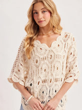 Load image into Gallery viewer, 6364- V-Neck Open-Work Crochet Top-NATURAL
