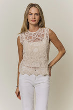 Load image into Gallery viewer, 6339- Sleeveless Crochet Lace Top-BEIGE
