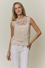 Load image into Gallery viewer, 6339- Sleeveless Crochet Lace Top-BEIGE
