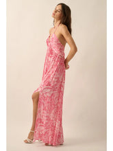 Load image into Gallery viewer, 4090-Floral Crepe Plunging-Neck Halter Maxi Dress
