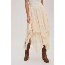 Load image into Gallery viewer, 6317- Lace Tier Midi Skirt-IVORY
