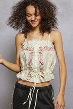 Load image into Gallery viewer, 5966- POL-Sleeveless Embroidered Trim Top- CREAM
