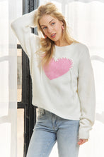 Load image into Gallery viewer, 4887- Heart Pattern Sweater Top-cream

