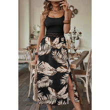 Load image into Gallery viewer, 5133-Tropical Print Guipure Lace Insert Split Dress
