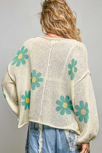 Load image into Gallery viewer, 6020- POL Balloon Sleeve Floral Print Thin Sweater -IVORY
