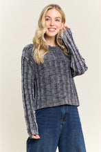Load image into Gallery viewer, 5736-TEXTURED Knit Cropped Accents Sweater-BLACK
