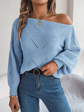 Load image into Gallery viewer, 5597-Boat Neck Cable Knit Pullover Sweater-BLUE
