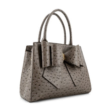 Load image into Gallery viewer, 6541- Elodie Embossed Bow Top Handle Purse – Grey Ostrich
