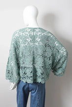 Load image into Gallery viewer, 4297-Crochet Floral Petal Kimono Wrap-MINT
