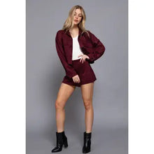 Load image into Gallery viewer, 6399- Front Wrap Faux Suede Skort-WINE
