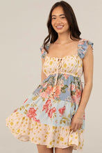 Load image into Gallery viewer, 6084- Mix Print Flutter Sleeve Tiered Short Dress
