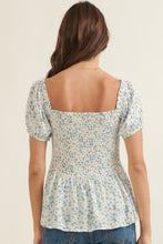 Load image into Gallery viewer, 4232-Floral Square Neck Puff Sleeve Babydoll Blouse
