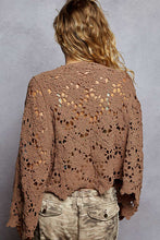 Load image into Gallery viewer, 5813- POL.Textured Chenille Sweater Crochet Top-BROWN
