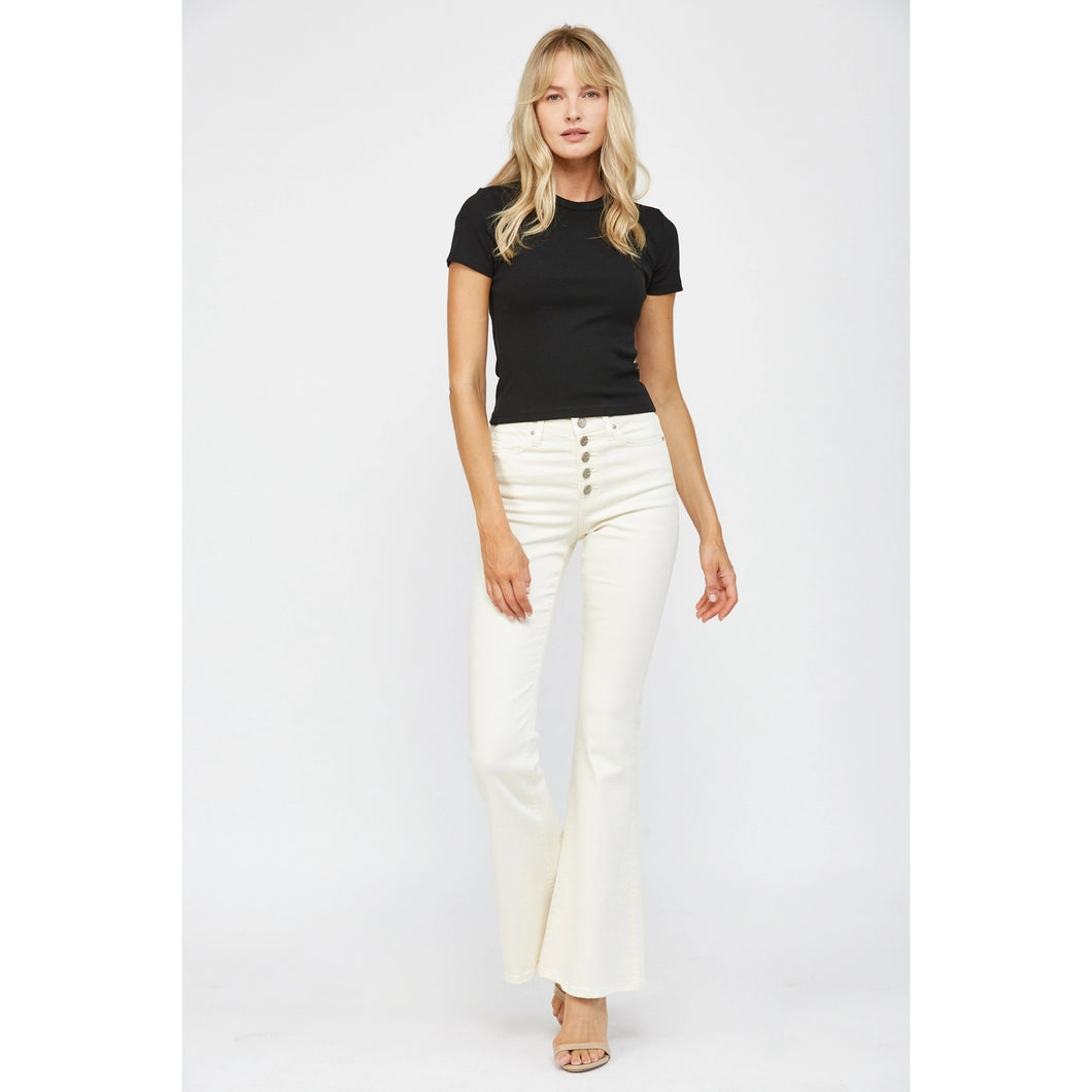 4408- MICASuper Stretch High-Rise Flare-ECRU