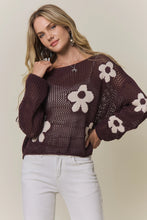 Load image into Gallery viewer, 6527-Lightweight Floral Sweater Top-BLACKBERRY
