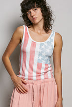 Load image into Gallery viewer, 6014- POL -American Flag Vintage Wash Ribbed Tank Top
