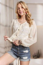 Load image into Gallery viewer, 5955-Embroidered Button-Down Woven Blouse-BEIGE
