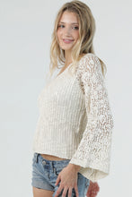 Load image into Gallery viewer, 6601- V Neck Pullover with Open Flare Sleeve-IVORY
