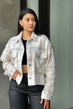 Load image into Gallery viewer, 4607-Drop Shoulder Cropped Plaid Shacket -CARINA
