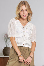 Load image into Gallery viewer, 5956-Eyelet Sleeve Blouse-WHITE
