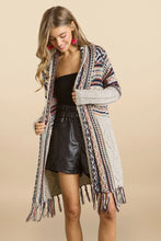 Load image into Gallery viewer, 6525- Fringe Hem Tribal Sweater Cardigan-BEIGE

