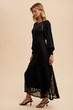 Load image into Gallery viewer, 4689-Raglan Vintage Lace Paneled Dress-BLACK
