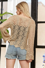 Load image into Gallery viewer, 5979-Long Sleeves Round Neck Crochet Top-NATURAL
