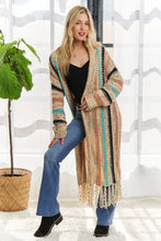 Load image into Gallery viewer, 4771-FRINGE HEM MULTI STRIPE CARDIGAN-IVORY
