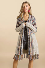 Load image into Gallery viewer, 6525- Fringe Hem Tribal Sweater Cardigan-BEIGE
