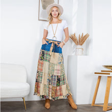 Load image into Gallery viewer, 6041- Western Boho Chic: Patchwork Belted Skirt
