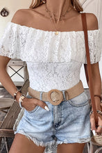 Load image into Gallery viewer, 5223-OFF-SHOULDER Ruffled Lace Short-Sleeved Top-WHITE

