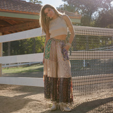 Load image into Gallery viewer, 5888-Boho Patchwork Print Tiered Lace Flare Pants
