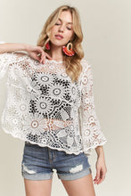 Load image into Gallery viewer, 5932-Bell Sleeve Crochet Top Blouse -WHITE
