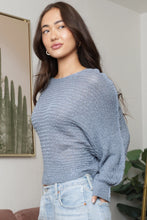 Load image into Gallery viewer, 5828-Open Knit Light Weight Pullover Sweater-STEEL BLUE

