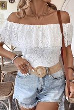 Load image into Gallery viewer, 5223-OFF-SHOULDER Ruffled Lace Short-Sleeved Top-WHITE

