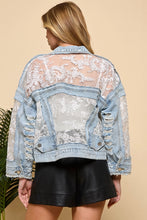 Load image into Gallery viewer, 6488- Lace Denim Jacket
