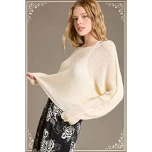 Load image into Gallery viewer, 6417- Boat Neck Off Shoulder Dolman Sleeve Sweater-MILK
