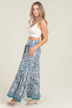 Load image into Gallery viewer, 6078- Printed Wide Leg Pants with Tie Waist-BLUE
