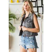 Load image into Gallery viewer, 5353-Rhinestone Color Denim Vest-BLACK
