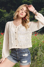 Load image into Gallery viewer, 5168-Embroidered Woven LS Blouse-NATUIRAL
