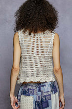 Load image into Gallery viewer, 5963-POL Round Neck Sleeveless Crochet Top-BEIGE
