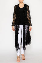 Load image into Gallery viewer, 5499-Lightweight Long Lace Cardigan with Sparkles - BLACK
