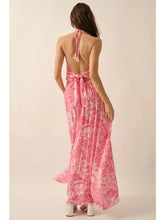 Load image into Gallery viewer, 4090-Floral Crepe Plunging-Neck Halter Maxi Dress
