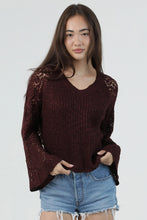 Load image into Gallery viewer, 6602- V Neck Pullover with Flare Sleeve-DRK FIG

