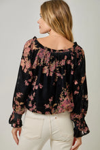 Load image into Gallery viewer, 6578- Velvet Burnout On/Off Shoulder Blouse-FLORAL

