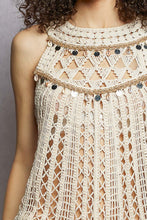 Load image into Gallery viewer, 5899- POL CROCHET HALTER TOP W/ SHELLS-ONE SIZE -BEIGE
