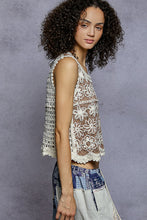Load image into Gallery viewer, 5963-POL Round Neck Sleeveless Crochet Top-BEIGE

